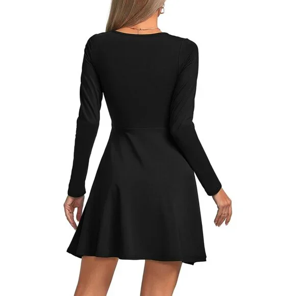 Women's Long Sleeve Swing Dress Polyester Spandex Casual Above Knee Women's Long Sleeve Swing Dress Polyester Spandex Casual Above Knee